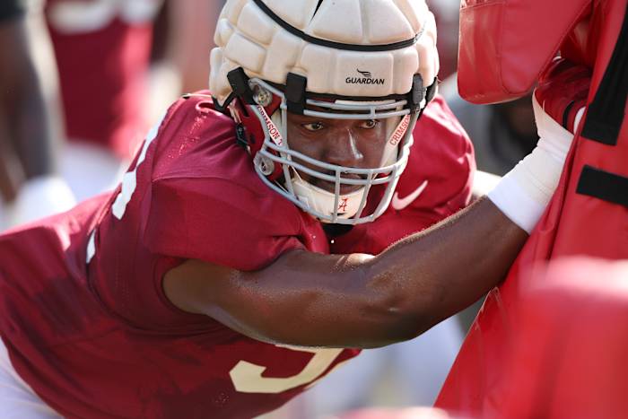 Justin Eboigbe, Alabama football practice - April 3, 2023